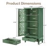 Gulches 55'' Rustic Tall Storage Cabinet (Antique Green) - 2 Carved Doors,Drawer, Solid Wood Legs Accent Cabinet, 80LBS Shelf - 2 of 4