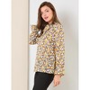Allegra K Women's Floral Tie V Neck Chiffon Ruffle Trumpet Sleeve Blouse - 4 of 4
