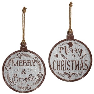 Northlight Merry Christmas and Merry and Bright Wall Signs - 14" - Gray and Brown - Set of 2 - 1 of 4