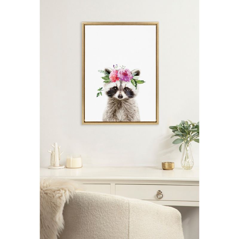 Kate & Laurel All Things Decor 18"x24" Sylvie Flower Crown Raccoon Framed Wall Art by Amy Peterson Art Studio, 5 of 7