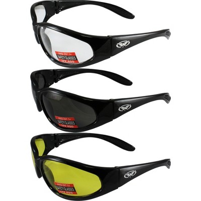 3 Pairs of Global Vision Eyewear Hercules Safety Motorcycle Glasses