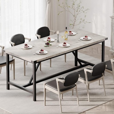 70.87 in Industrial Long Rectangle Wood Dining Table, Heavy Duty Large Kitchen Table, for 6-8 People Rustic Gray (Table Only)