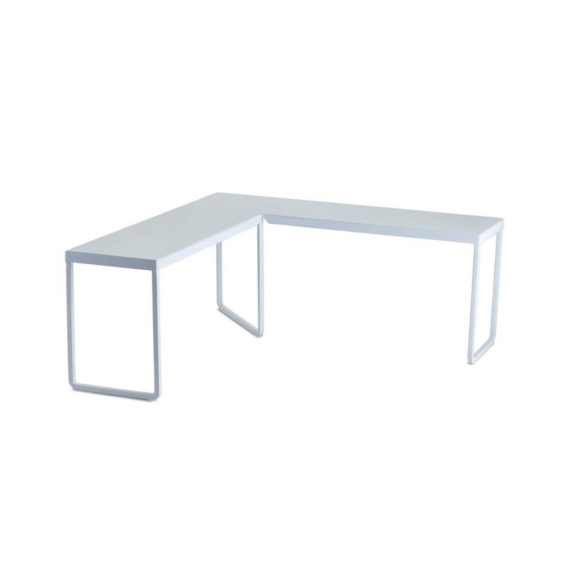 Design Ideas Franklin Corner Riser – Desktop or Kitchen Cabinet Shelf – White, 14.8” x 14.8” x 5.9”, 1 of 4