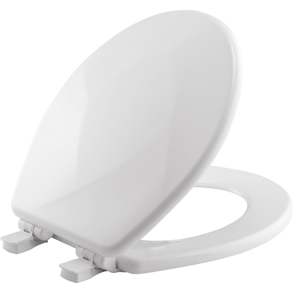 Photos - Toilet Accessory Never Loosens Round Sculptured Teardrop Enameled Wood Toilet Seat with Eas