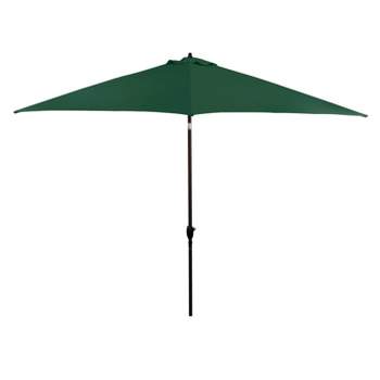 11' x 11' Astella Aluminum Market Umbrella, Green Polyester Canopy, Crank Lift, Push-Button Tilt