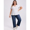 GRACE & GRANDEUR Women's Plus Size Contrasting Striped Colors V Neck Ruffle Short Sleeves Summer T-Shirts - 2 of 4
