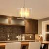 PAKOKULA Modern 4-Light Silver Square Frame Pendant Chandelier with Inlaid White Drum Fabric Shade for Kitchen Island - 2 of 4