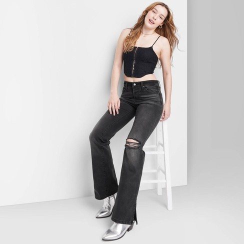 Buy Women's Solid Cotton Spandex Boot Cut High Waisted Flare