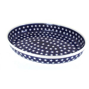 Blue Rose Polish Pottery 351 Zaklady Large Oval Baker - 1 of 1