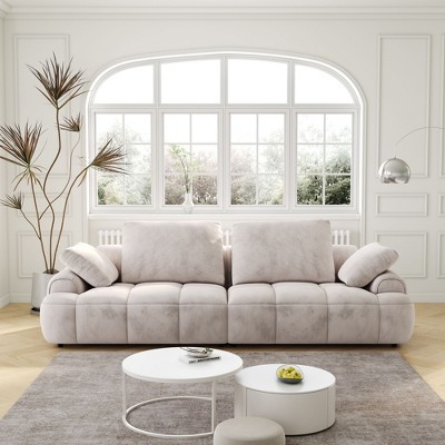 NicBex Couches for Living Room 86.6" Large Loveseat Sofa Upholstered Couch Soft Sponges Modern Designs Sofa with 4 Cozy Cushions, Light Gray