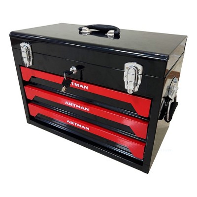Tool Box With Tool Set 3 Drawers Metal Toolbox Portable Tool Chest Organizer With Ball-Bearing Drawer Slides