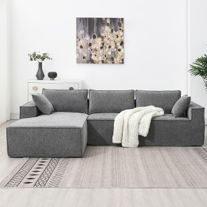 VASIP Minimalist L-Shaped Sectional Sofa Set, 2-Piece Chenille Couch, Wrinkle-Resistant, 111.5*72" No Assembly, Dark Blue - 1 of 4