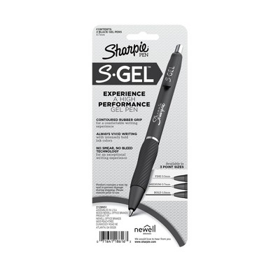 Sharpie S-Gel 4pk Gel Pens White Barrel 0.7mm Medium Tip Black