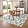 Washable living room rug, with floral decoration and non-slip backing, stain-resistant,  for dining room, bedroom, children's room - 2 of 4