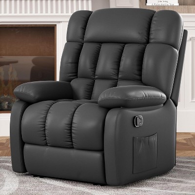 GlasFlength Accent Chairs, Single Leather Recliner with Armrests and Foot Lift Design for Home Theater and Living Room, Black, 23"*23"*42"
