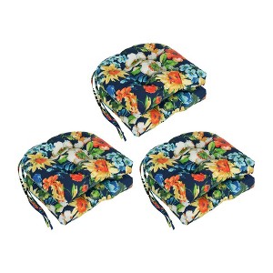 Blazing Needles, 16-inch Spun Polyester Patterned Outdoor U-shaped Tufted Chair Cushions (Set of 6) - 1 of 2