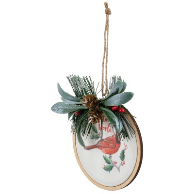 Northlight Cardinal and Pinecone Joy to the World Disc Ornament - Thumbnail 5