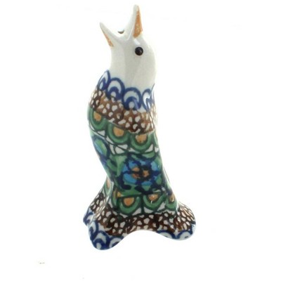 Blue Rose Polish Pottery Mardi Gras Pie Bird