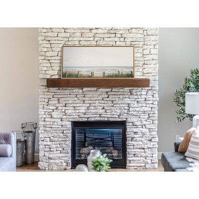 Pale Sky Coastal Skyline Canvas Print with Natural Frame