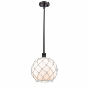 Farmhouse Rope - 1 Light Stem Hung Mini Pendant In Industrial Style-13 Inches Tall and 10 Inches Wide - 1 of 1