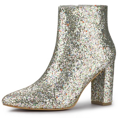 Allegra K Women's Back to College Pointed Toe Chunky Heel Ankle Boots