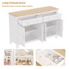 Farmhouse 55" Sideboard Buffet, Modern  Cabinet with 2 Drawers and 4 Doors, Modern Farmhouse Coffee Bar Cabinet, White - 3 of 4