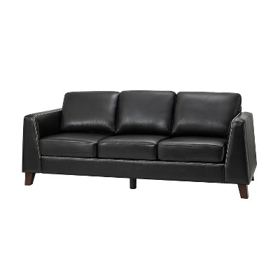 Bona 81.5" genuine leather tuxedo arm sofa couch|ARTFUL LIVING DESIGN