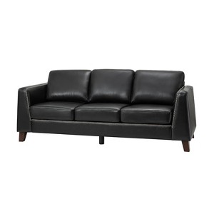 Bona 81.5" genuine leather tuxedo arm sofa couch|ARTFUL LIVING DESIGN - 1 of 4