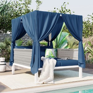 Outdoor Patio Sunbed with Curtains, High Comfort, Suitable for Multiple Scenarios - 1 of 4