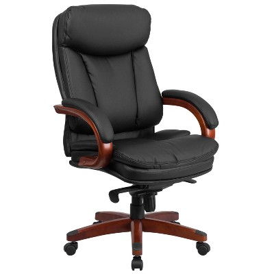 High Back Leather Executive Swivel Ergonomic Office Chair with Synchro Tilt and Arms Black - Riverstone Furniture