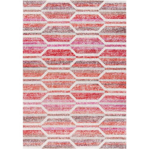 Montage Mtg481 Power Loomed Indoooutdoor Area Rug - Red/ivory - 5'1