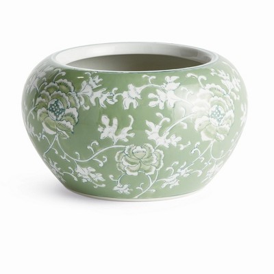 Plum & Post Imperial Lotus Planter Small - Green & White Chinoiserie