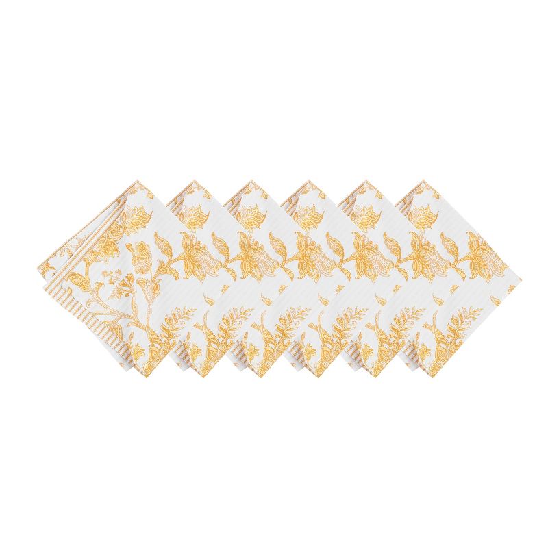 C&F Home Miriam Ochre Reversible Yellow Damask Napkin Set of 6, 2 of 9