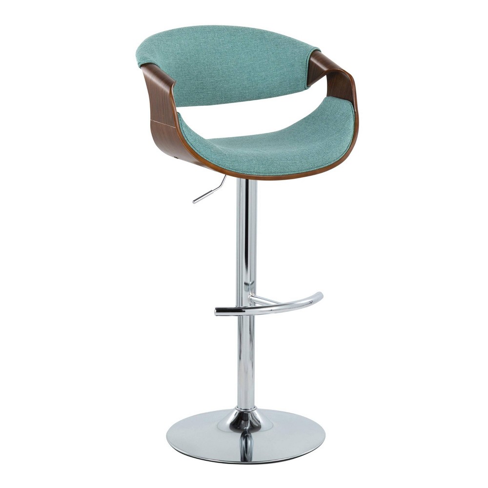 Set of 2 Curvo Adjustable Barstools Walnut/Teal - LumiSource