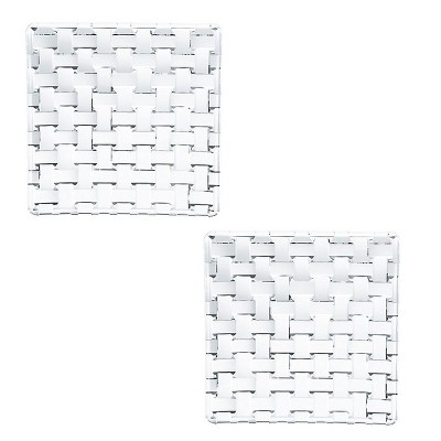 Nachtmann Bossa Nova Crystal Glass Platter, Set of 2 5.5 Inch, Crystal Woven Pattern