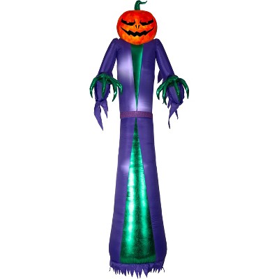 Gemmy Projection Airblown Fire & Ice Mixed Media Jack O Reaper Giant (RRPm), 12 ft Tall, Purple