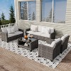Outdoor Wicker Patio Furniture Sectional Set, Glass Top Table with Hidden Storage, Includes 7 Seating Components, Natural Rattan with Cushions - 2 of 4