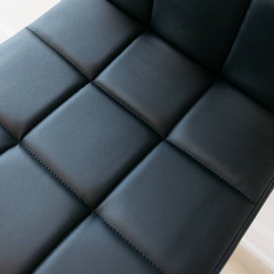 Adjustable Black Faux Leather Swivel Barstools with Chrome Finish