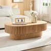 Grungis 43.7 Inch Oval Coffee Table,Modern Handcraft Drum End Table with Sturdy Pedestal for Living Room,Offices - 2 of 4