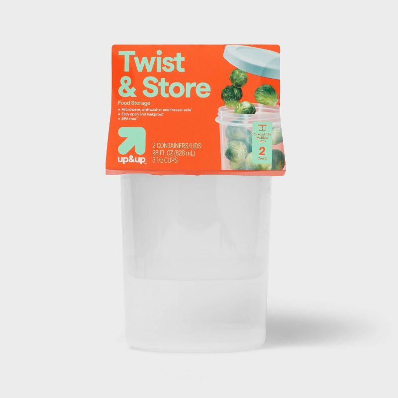 Twist &#38; Store Round Food Storage Containers - 28 fl oz/2ct - up &#38; up&#8482;, 1 of 4