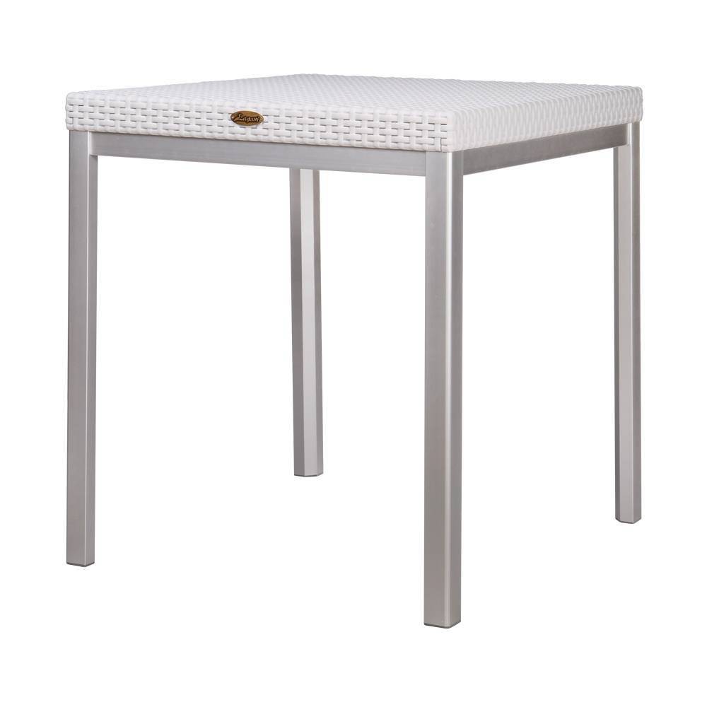 Photos - Garden Furniture Lagoon Russ Rattan Square Dining Table with Aluminum Legs - White  