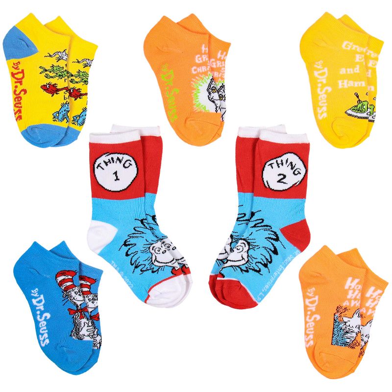 Dr. Seuss Book Titles and Characters Kids Week Of Socks Box Set 7 Pairs Multicoloured, 1 of 8