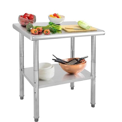Stainless Steel Kitchen Cart, 30 x 24 x 35 inches Prep Table with Table Foot and Adjustable Shelf