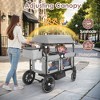 Kinder King Folding Wagon Stroller for 2 Kids, Adjustable Handle, All-Terrain Shock-Absorbing Wheel, Detachable Tray, Diaper Bag - 3 of 4