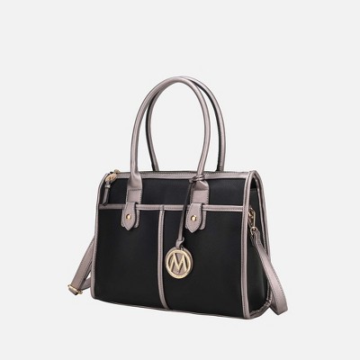 MKF Collection Livia Women's Satchel Bag Vegan Leather by Mia K - Black Pewter