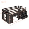 NicBex Twin Size Low Loft Bed with Cabinet,Safety Guardrails&Shelf,Versatile Solid Wood Kids Loft Bed pLatform for Girls&Boys,250lbs Max - 3 of 4