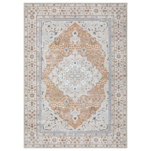 Washable Vintage Printed Rug Non Slip Low Pile Rug Retro Throw Floor Cover Foldable Indoor Carpet for Living Room Bedroom - 1 of 4