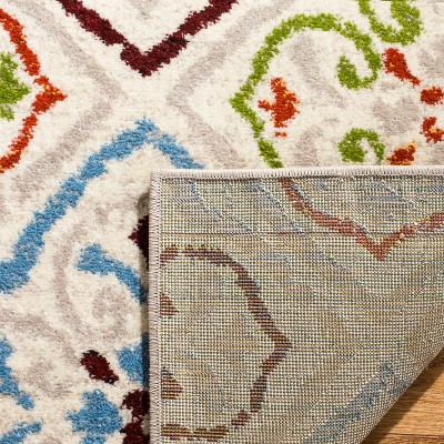Bohemian Charm Gray Square Synthetic Rug - Easy Care, Stain-Resistant