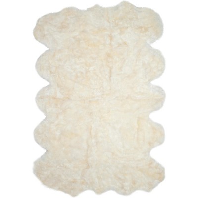 Luxurious White Sheepskin Shag Area Rug, 9' x 12'