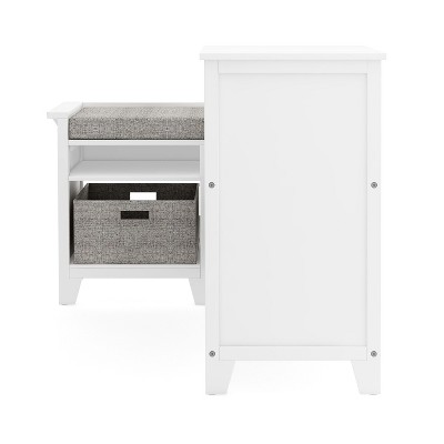 Creamy White Wooden Kids' Corner Reading Nook with Storage Cubes